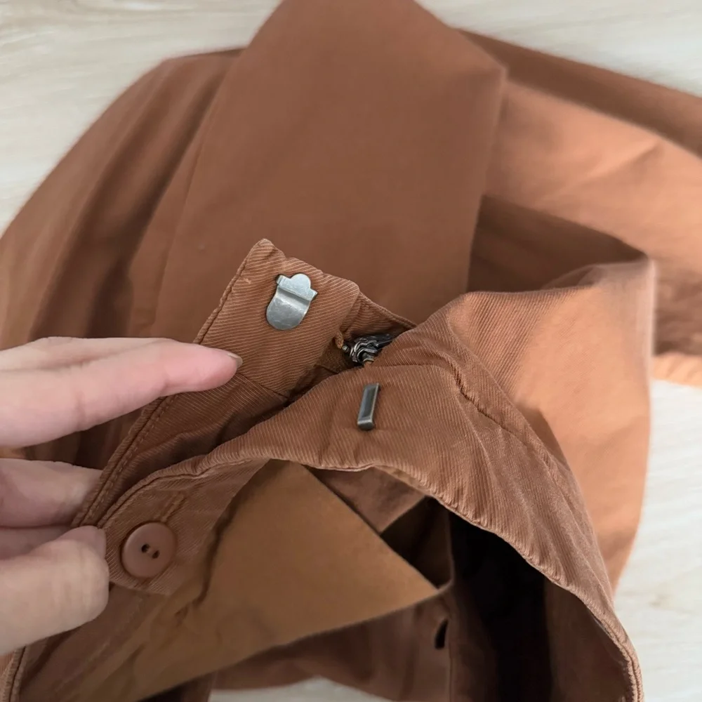 nili lotan 6 paris ankle twill pant drop crotch Maple Brown slouchy boho - Picture 5 of 8